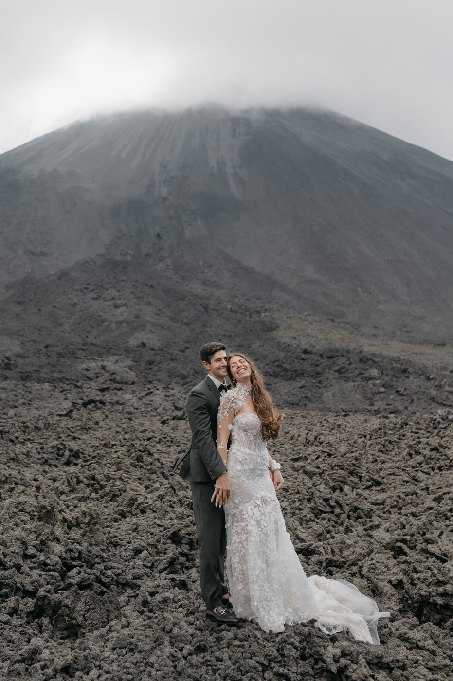 Wedding Couple on a photo session at Pacaya Volcano in Guatemala